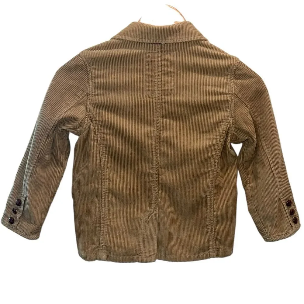 OshKosh B’gosh Boys Size 7 Tan Corduroy Blazer Plaid Lined Jacket